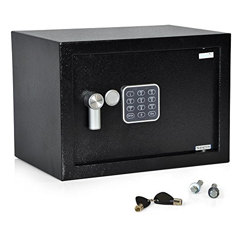 Home Security Electronic Lock Box - Safe with Mechanical Override, Digital Combination Lock Safe, LED Low Battery Indicator, Includes Mounting Bolts, Keys & (4) x AA Batteries - SereneLife SLSFE15