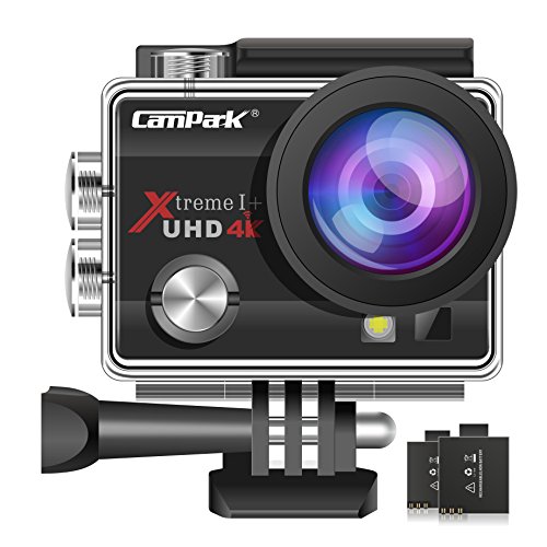 Campark ACT74 Action Camera 4K Ultra HD WiFi Underwater Waterproof Camera 16MP 170° Adjustable Wide Angle Lens with 2 Rechargeable Batteries and Multiple Accessories Kits