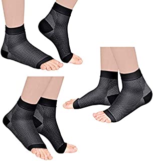 Laneco Plantar Fasciitis Socks (3 Pairs), Compression Foot Sleeves with Heel Arch & Ankle Support, Great Foot Care Compression Sleeve for Men & Women