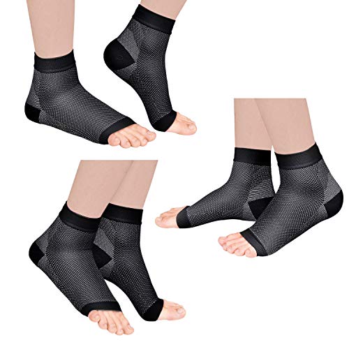 Laneco Plantar Fasciitis Socks (3 Pairs), Compression Foot Sleeves with Heel Arch & Ankle Support, Great Foot Care Compression Sleeve for Men & Women