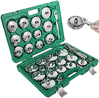 Sunluway 31 PCS Auto Oil Filter Socket Wrench Cup Type 3/8 inch Drive Cap Removal Tool Set Garage Tools for Many BMW, Volvo, Honda, Audi, Ford, Toyota, Nissan etc.