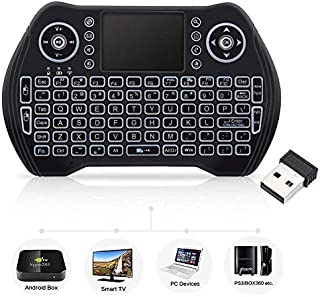 Mini Wireless Keyboard with Touchpad Mouse, Wireless Keyboard for Smart TV, Multimedia Remote Keyboard for Android TV Box,Laptop,Xbox 360,PC,PS3-RGB Backlit