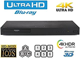 New LG UBK90 UHD Streaming - 4K - 2D/3D - Region Free Blu Ray Disc DVD Player - PAL/NTSC - USB - 100-240V 50/60Hz for World-Wide Use & 6 Feet Multi System 4K HDMI Cable