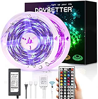 Led Strip Lights Waterproof, DAYBETTER 32.8ft LED Tape Lights Color Changing LEDs Light Strips Kit with 44 Keys Ir Remote Controller and 12v Power Supply for Indoor Outdoor Use