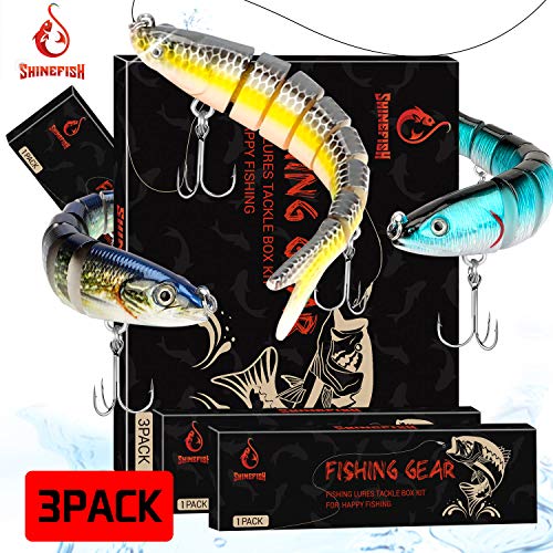 SHINEFISH Fishing Lures Multi Jointed Swim baits Slow Sinking bass Lures The New Upgrade Luya Fishing Lures Gear (GHI)