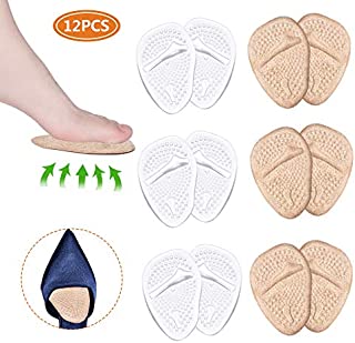 Ball of Foot Cushions, Metatarsal Pads, High Heel Inserts, Forefoot Cushions, Soft Gel Insole Pads, Idea for Mortons Neuroma & Metatarsal Foot Pain Relief  WomenMen (12PCS/6Pairs)