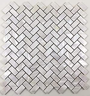 Vogue Tile Genuine Natural Mother of Pearl Oyster Herringbone Shell Mosaic Tile