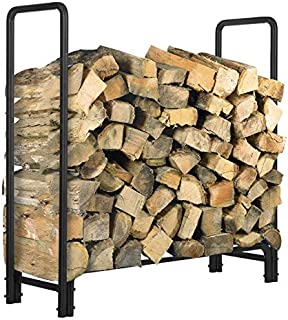 KINGSO 4ft Firewood Rack Outdoor Heavy Duty Log Rack Firewood Storage Rack Holder Steel Tubular Easy Assemble Fire Wood Rack for Patio Deck Log Storage Stand for Indoor Outdoor Fireplace Tool