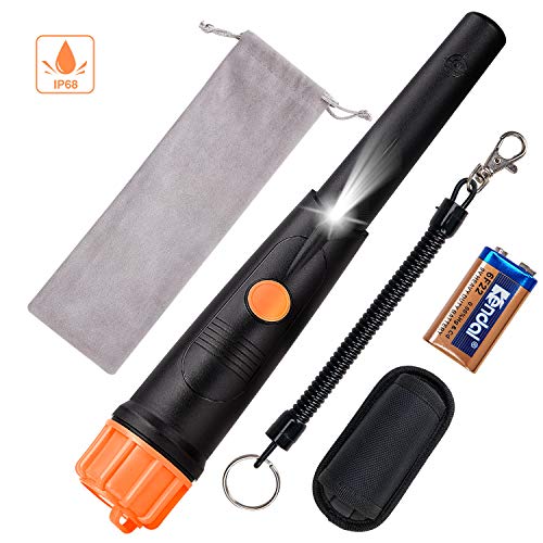 SUNPOW Metal Detector Pinpointer IP68 Waterproof Handheld Pin Pointer Wand with Belt Holster Treasure Hunting Tool Accessories, Buzzer Vibration Sound (Three Mode)