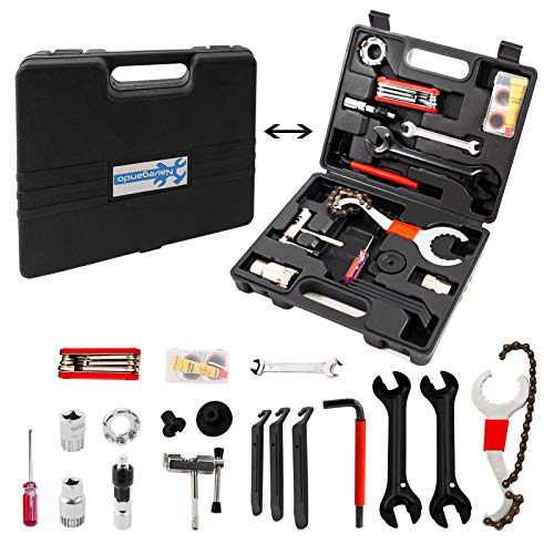 Navegando Bike Repair Tool Kit, Multi-Functional Bicycle Tool Kit with Torque Wrench for Repairing Tires, Brakes, Chains, Pedals, 18 PCS Complete Bike Tool with Portable Storage Box