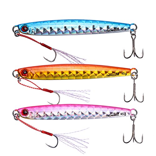 Goture Fishing Jigs - Freshwater Saltwater Fishing Lures Bass Lures Lead Fishing Spoons Jigging Lures 1.59 oz (Pack of 3)