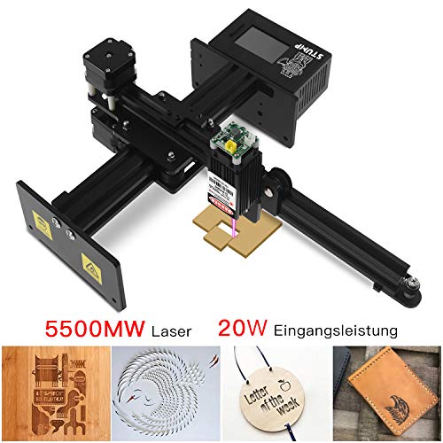 TWOTREES Stump Laser Mini CNC Laser Single-arm Engraving Machine 3D Print DIY Engraver Desktop Wood Router/Cutter/Printer (Black,5500MW)