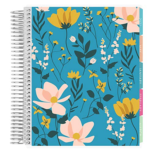 Erin Condren 12 - Month 2021 Coiled Life Planner (January - December 2021) - Wild Flowers Cover, Hourly Layout, Layers Colorful Interior Design, Daily Agenda