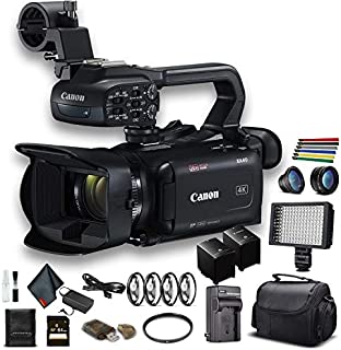 Canon XA40 Professional UHD 4K Camcorder (3666C002) W/Extra Battery, Soft Padded Bag, 64GB Memory Card, LED Light, Close Up Diopters, Lenses, and More Advanced Bundle