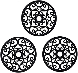 Makerstep Silicone Trivet Mat 3 Set in Heart Design Trivets. Hot Pan Holder Hot Pads For Countertop & Table. Non Slip, Serving Dishes. Dishwasher Safe, Heat Resistant, Black