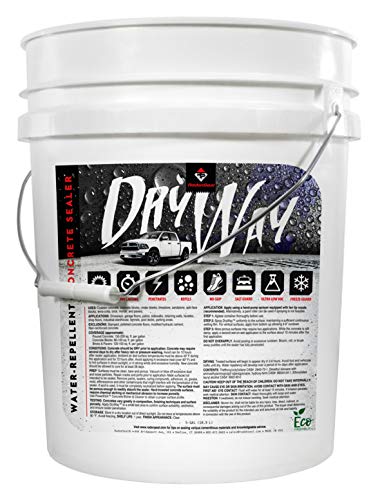 DryWay Water-Repellent Concrete Sealer - Penetrating Silane & Siloxane for Driveways, Garages, Patios, Pool Decks, Concrete, Brick & Pavers, Flat Finish, Interior/Exterior (5-Gallons)