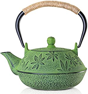 Cast Iron Teapot, Sotya Tetsubin Japanese Tea Kettle (700ml, Green)