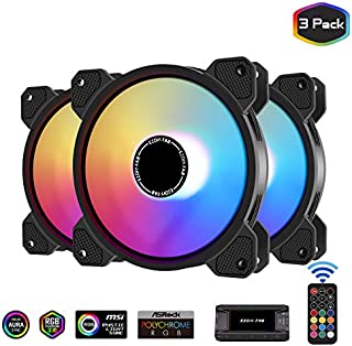 EZDIY-FAB 120mm Computer Case Fan,Motherboard Aura Sync Fan,High Airflow,Speed Adjustable,Addressable RGB Fan for 10-Port Fan Hub and Remote-3 Pack