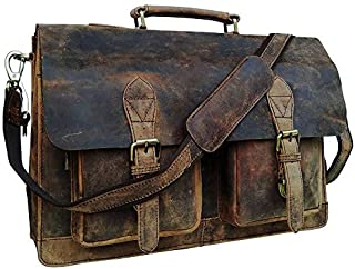 Cuero Retro Buffalo Hunter Leather Laptop Messenger Bag Office Briefcase Travel Bag (Rich Brown)