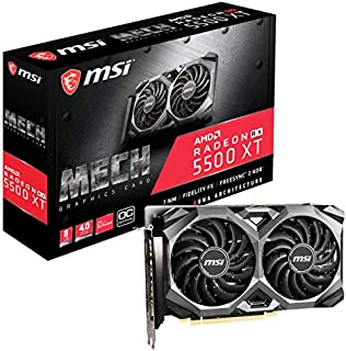 MSI Gaming Radeon RX 5500 XT Boost Clock: 1845 MHz 128-bit 8GB GDDR6 DP/HDMI Dual Torx 3.0 Fans Crossfire Freesync VR Ready Graphics Card (RX 5500 XT MECH 8G OC), Model: