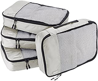 AmazonBasics 4 Piece Packing Travel Organizer Cubes Set - Medium, Grey