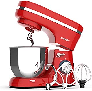 KUPPET Stand Mixer, 8-Speed Tilt-Head Electric Food Stand Mixer with Dough Hook, Wire Whip & Beater, Pouring Shield, 4.7QT Stainless Steel Bowl (Red)