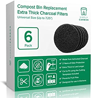 Simply Carbon 2 Years Supply Extra Thick Filters for Kitchen Compost Bins - Longer Lasting Activated Charcoal - Universal Size Fits All Compost Bins up to 7.25