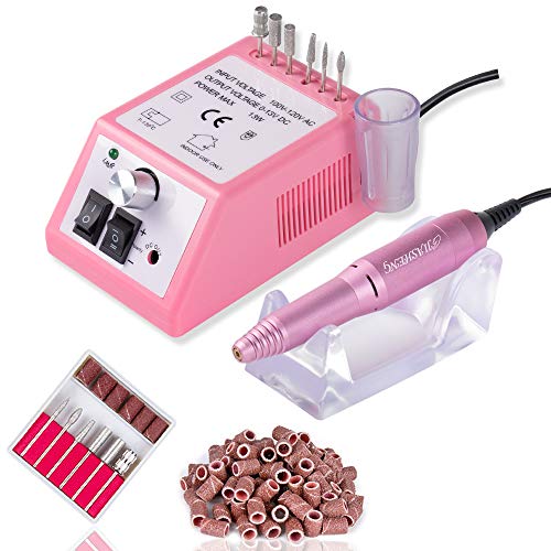 25000 Electric Nail Drill Professional Nail File Drill Acrylic Nails Kit for Manicure Gel Nail Polish Remover with 1 Pack of Sanding Bands(Pink)