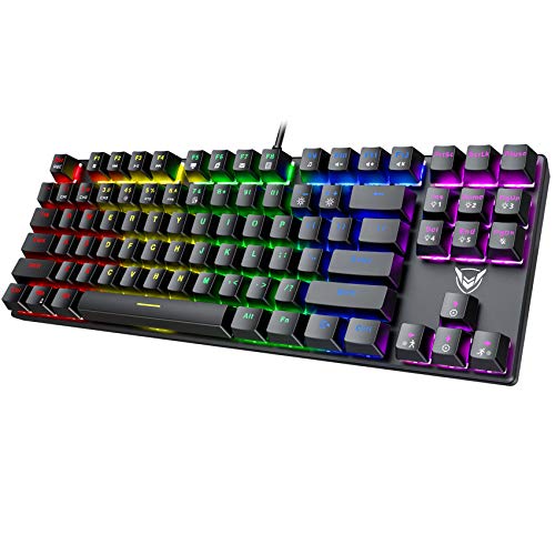 PICTEK TKL Mechanical Gaming Keyboard, RGB LED Rainbow Backlit 60% keyboard with Blue Equivalent Switches, 27 LED Lighting Modes, 100% Anti-Ghosting Tenkeyless Keyboard for Windows PC/MAC Games