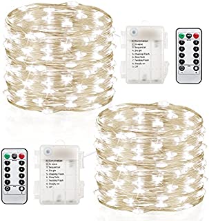 GDEALER 2 Pack Fairy Lights Christmas Decor 20 Ft 60 Led Battery Operated Christmas Lights with Remote Waterproof Twinkle Lights 8 Modes Firefly String Lights for Party Bedroom Wedding Decorations