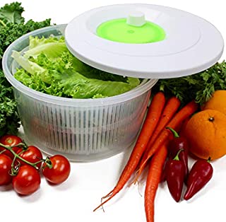 K Basix Large Salad Spinner 4.5 L  Vegetable or Lettuce Dryer, Keeper, Crisper and Shaker, Compact Rotary Handle is Easy to Spin and allows Easy Storage