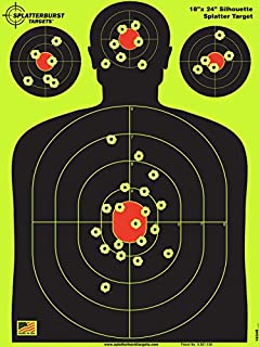 Splatterburst Targets - 18 x 24 inch - Silhouette Reactive Shooting Target - Shots Burst Bright Fluorescent Yellow Upon Impact - Gun - Rifle - Pistol - Airsoft - BB Gun - Air Rifle (25 Pack)