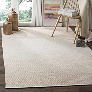 Safavieh Montauk Collection MTK601R Handmade Flatweave Beige and Ivory Cotton Area Rug (8' x 10')