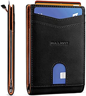 Slim Wallet Front Pocket,BULLIANT Money Clip Minimal Bifold Wallet For Men 10 Cards 3.1