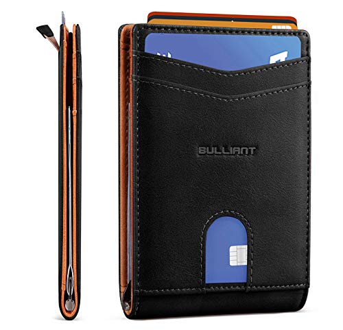 Slim Wallet Front Pocket,BULLIANT Money Clip Minimal Bifold Wallet For Men 10 Cards 3.1