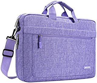 MOSISO Laptop Shoulder Bag Compatible with 17-17.3 inch MacBook/Dell/HP/Lenovo/Acer/Asus/Samsung/Sony, Polyester Messenger Carrying Briefcase Sleeve with Adjustable Depth at Bottom, Purple