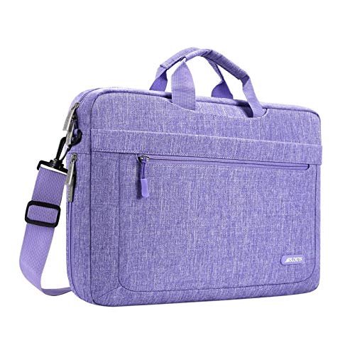 MOSISO Laptop Shoulder Bag Compatible with 17-17.3 inch MacBook/Dell/HP/Lenovo/Acer/Asus/Samsung/Sony, Polyester Messenger Carrying Briefcase Sleeve with Adjustable Depth at Bottom, Purple