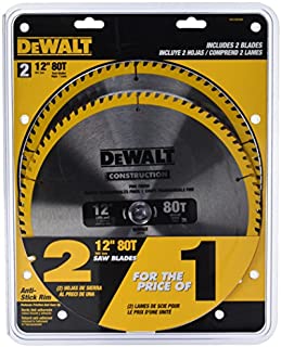 DEWALT 12-Inch Mitter Saw Blade, 80-Tooth, 2-Pack (DW3128P5D80I)