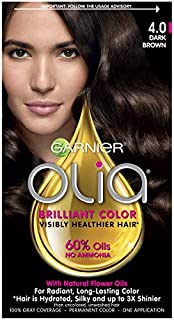 Garnier Olia Ammonia Free Permanent Hair Color, 100 Percent Gray Coverage (Packaging May Vary), 4.0 Dark Brown Hair Dye, Pack of 1