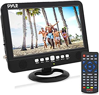 10 Inch Portable Widescreen TV - Smart Rechargeable Battery Wireless Car Digital TV Tuner, 1024x600p TFT LCD Monitor Screen w/Dual Stereo Speakers, USB, Antenna, Remote, RCA Cable - Pyle PLTV1053