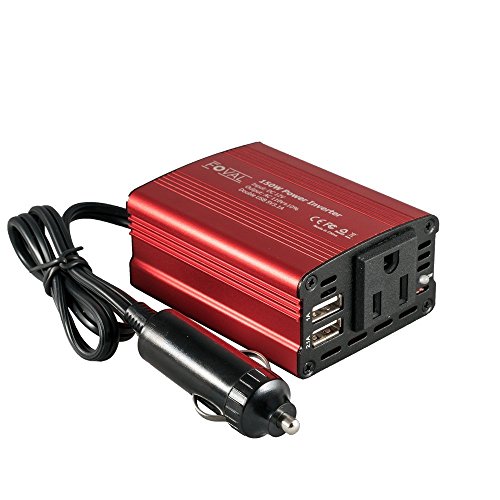 Foval 150W Car Power Inverter 12V DC to 110V AC Converter with 3.1A Dual USB Car Charger