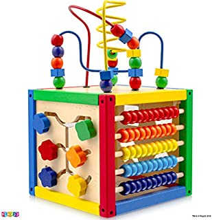 Play22 Activity Cube with Bead Maze - 5 in 1 Baby Activity Cube Includes Shape Sorter, Abacus Counting Beads, Counting Numbers, Sliding Shapes, Removable Bead Maze - My First Baby Toys - Original