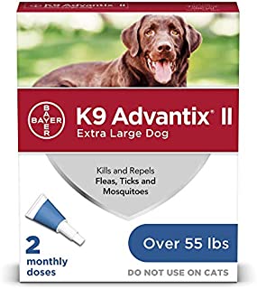 K9 Advantix II Flea And Tick Prevention for Dogs, Dog Flea And Tick Treatment for Extra Large Dogs Over 55 lbs, 2 Monthly Applications