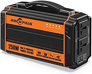 Rockpals 250-Watt Portable Generator Rechargeable Lithium Battery Pack Solar Generator with 110V AC Outlet, 12V Car, USB Output Off-grid Power Supply for CPAP Backup Camping Emergency