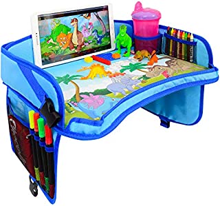 CarSeat Tray -Toddler Travel Tray Guaranteed to Keep Kids Occupied & Entertain for Hours, Prevent Frustration While Driving, Sturdiest & Most Comfortable Travel Tray for Car Seat (Blue)