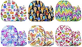 Mama Koala One Size Baby Washable Reusable Pocket Cloth Diapers, 6 Pack with 6 One Size Microfiber Inserts (Roaming Fancy)