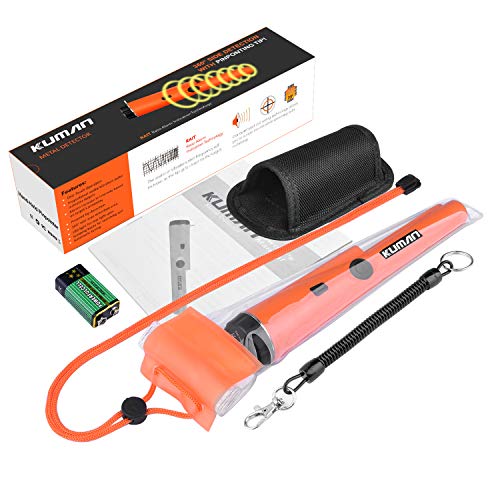 kuman Pin Pointer Metal Detector Metal Finder with Waterproof Case and 360° Scanning Treasure Hunting Unearthing ToolOrange