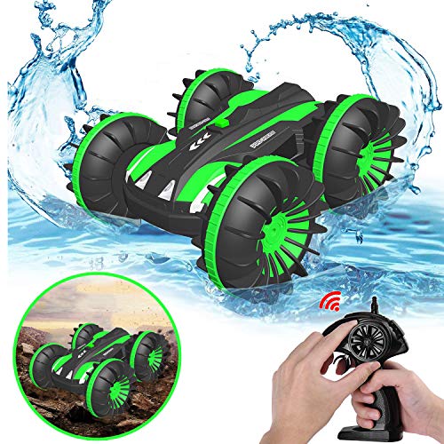 Pussan Gifts for 6-10 Year Old Boys Amphibious Remote Control Car for Kids 2.4 GHz RC Stunt Car for Boys Girls 4WD Off Road Monster Truck Christmas Birthday Gifts Remote Control Boat Summer Beach Toy