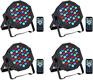 DJ Lights,36LED RGB Sound Activated Disco Lights 7 Modes Party Lights Uplighting by Remote and DMX Control Stage Lights for Club Bar Party Disco DJ Show Bands,Concert, Festival(4 Pack)