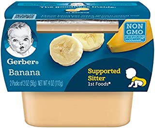 Gerber 1st Foods, Banana Pureed Baby Food, 2 Ounce Tubs, 2 Count (Pack of 8)